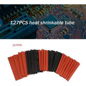 127Pcs Warmtekrimpbare Buis Isolatie Buis Vlamvertragende Terminal Elektricien Huishoudelijke Bedrading Kleur Krimpkous Tube