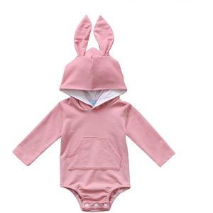 Leuke Pasgeboren Baby Meisjes Jongens Bunny 3D Oor Hooded Rompertjes Outfits Playsuit Herfst Winter Warm Lange Mouwen Baby Kleding Kleding