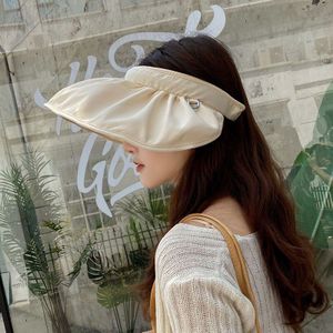 Zomer Vizieren Cap Opvouwbare Wide Grote Rand Zonnehoed Strand Hoeden Voor Vrouwen Haar Accessoires Dual-Gebruik Stro hoed Chapea