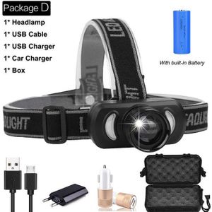 Super Heldere Koplamp XPE + Rood Blauw Licht LED Koplamp USB Oplaadbare Head Lamp Waterdicht Zoom Head Light Gebruik Batterij