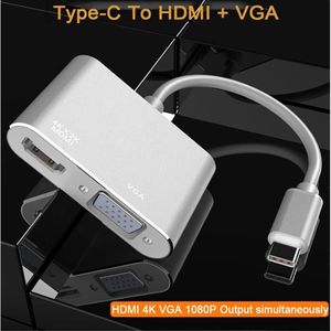 USB3.1 Type-C Naar Hdmi + Vga Docking Station Usb C Hub Adapter Voor Ipad Pro Samsung Huawei Usb C Hdmi