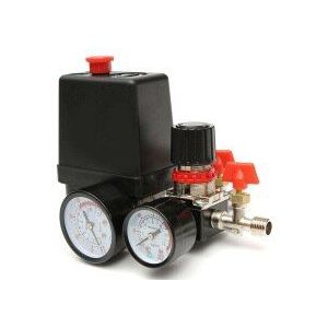 240V Drukschakelaar Air Valve Manifold Air Compressor Pressure Control Regulator Gauge Regulator Gauge Met Quick Connector