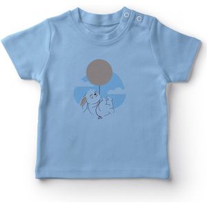 Angemiel Baby Ballon Vliegen In De Lucht Met Kat Baby Boy T-shirt Blauw