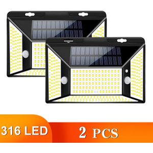 316 Led Super Bright Solar Light Outdoor Zonne-energie IP65 Waterdichte Dubbele Pir Bewegingssensor Straat Licht Voor Tuin Garage