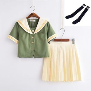 Mode Groene Middelbare School Meisje Uniform Mooie Preppy Stijl Japanse Meisjes Sailor Uniformen