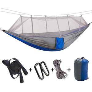 1-2 persoon 260*140 cm Camping Hangmat Outdoor Mosquito Bug Netto Draagbare Parachute Nylon Hangmat voor Slapen reizen Wandelen