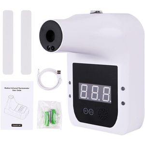 Non-Contact Infrarood Voorhoofd Thermometer Digitale Thermometer Temperatuur Sensor Wall Mount Self-Service Automatische Met Alarm