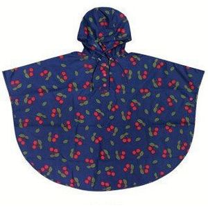 poncho regenjas voor kinderen FIT 4 ~ 14 jaar oude Regenjassen voor Kinderen Cherry patroon Regenkleding & Blauw, Beige
