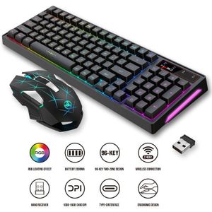 96 Toetsen Gaming Toetsenbord Rgb Backlight Toetsenbord En Muis 2400Dpi 2.4G Draadloze Gamer Toetsenbord Voor Computer Laptop