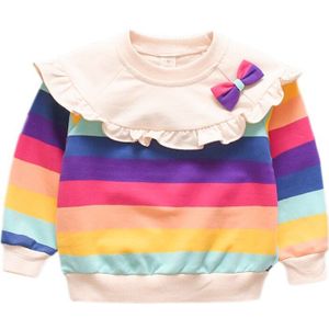 Herfst Kids Casual Peuter Blouse Lange Mouwen Baby Meisje Gestreepte Sweatshirts Met Strik Bovenkleding