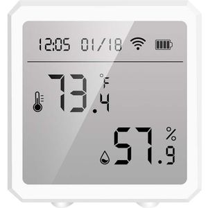 Smart Wifi Temperatuur Vochtigheid Sensor Draadloze Thermometer Hygrometer, Klok En Tijd Display Monitor Met App Compatibel Siri