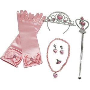 Prinses Kostuum Kit Meisjes Handschoenen Tiara Fairy Wand Sieraden Set Fancy Dress