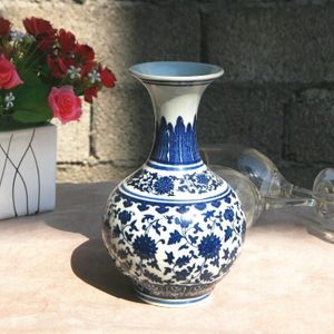 Chinese Klassieke Keramische Beschilderde Vaas Antiek Blauw En Wit Porselein Bloemstuk Vintage Home Decor Ambachten Opslag Jar