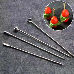 50Pcs Stainless Steel Cocktail Wine Needle Sign Fruit Sticks Toothpick for Bar Kitchen Tools Stirring Sticks Martini Picks Party