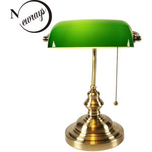 Klassieke Vintage Bankier Lamp Tafellamp E27 Met Schakelaar Groen Glas Lampenkap Cover Bureau Verlichting Voor Slaapkamer Studie Thuis Lezen