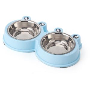 Dubbele Pet Kat Bowls Duurzaam Rvs Non-Slip Feeder Voor Small Medium Honden Katten Voedsel Water Voeden Huisdieren kom Accessoires