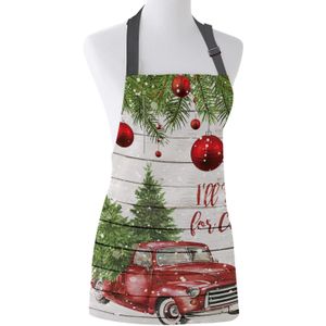 Keuken Schort Kerstboom Rood Hout Mouwloze Schorten Voor Vrouw Volwassenen Kinderen Canvas Home Bib Koken Cleaning Tools