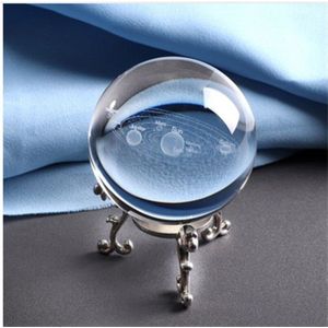 6 Cm Gegraveerd Zonnestelsel Crystal Ball 3D Miniatuur Planeten Model Bol Glas Globe Ornament Home Decor Voor Astrophile