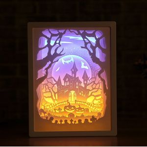 3D Licht LED Papier Carving Licht Kerstverlichting Handgemaakte Papier Baby Gelukkige Verjaardag