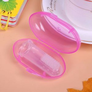1pc Zachte Vinger Tandenborstel Baby Oral Dental Tanden Reinigen Care Hygiëne Borstels Siliconen Transparante Tandenborstels met Doos