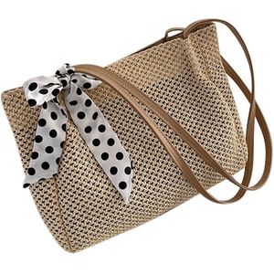 Lady Rieten Handtas Tassen Tote Strand Stro Geweven Zomer Rotan Mand Tas