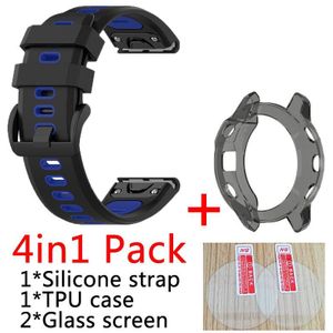 4in1 Quick Release Band Voor Garmin Fenix 6X Pro Pro Solar Band Siliconen Polsbandje 6x Solar Case Cover + Glas screen Protector