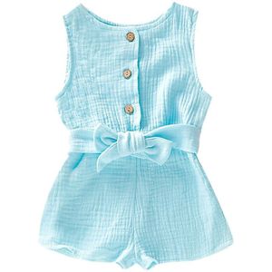 Zomer Baby Baby Jongens & Meisjes Mouwloze Ruches Solid Romper Jumpsuit Kleding