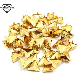 100 Pcs 12/16 Mm Klinknagels Metal Studs Gold Drie Klauwen Rivet Studs Voor Leer Spikes Voor schoenen Kleding Armband