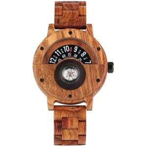 Houten Mannen Horloge Sport Kompas Quartz Horloge Hout Horloge Band Casual Heren Horloges