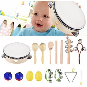 Ammoon 10 Pcs Muziekinstrumenten Percussie Speelgoed Rhythm Band Set Voor Baby Kids Kinderen Christmas