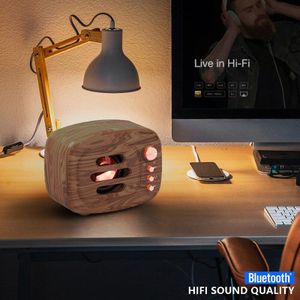 Hout-Gekleurde Draadloze Bluetooth 5.0 Luidspreker Bt Luidspreker Voor Tv Telefoons Laptops Desktops Muziek Bellen 32G Max tf Card