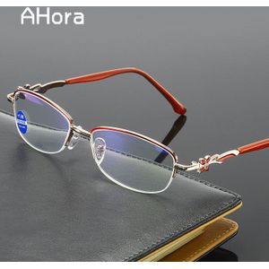 Ahora Anti Blauw Licht Bloem Leesbril Vrouwen Half Frame Prebyopia Bril Verziendheid Brillen + 1.0 + 1.5 + 2.0 2.5...+ 4.0