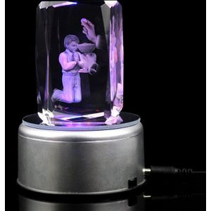 Kleurrijke Kristal Graveren 3D Photo Cube Heilige Communie Souvenirs Met Led Light Base