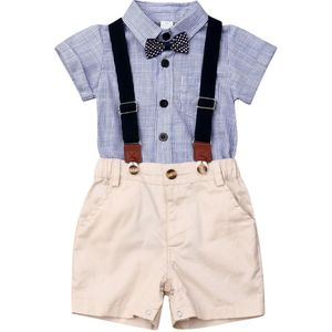 Pudcoco Zomer Pasgeboren Peuter Baby Boy Kleding Korte Mouwen Shirt Tops Korte Broek Gentleman Outfit Kleding Overalls Set