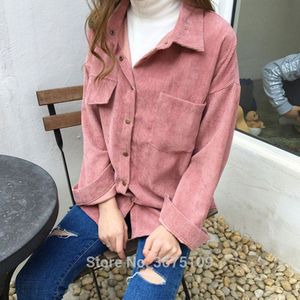 Vrouwen Shirt Werk Plus Size Boyfriend Button Blouse Vrouw Shirts Casual Lange Mouwen Koreaanse Mode Kleding Corduroy Shirts