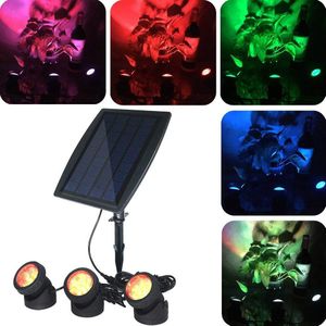 Zonne-energie Onderwater Nachtlampje 3 Submersible Rgb Landschap Spotlight Voor Garden Pool Vijver Fontein Outdoor Decoratie