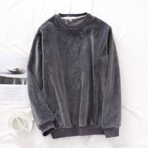 Herfst En Winter Flanel Mannen Een Stuk Jas Dikke Pyjama Warme Lange Mouwen Coral Fleece Thuis Dragen mannen Ronde Nachtkleding