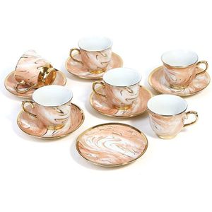 6 Stuks Koffie Porselein Cup Mok Schotel Set Koffie Kopje Thee Kopjes Melk Drinken