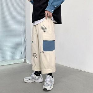 Mannen Casual Broek Eenvoudige Graffiti Print Hipster Mode Streetwear Enkellange All-Match Dagelijks Zakken Ulzzang Mannelijke Studenten