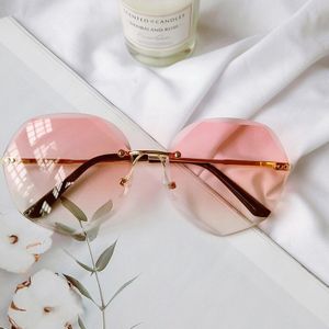 Ocean Oversized Randloze Vierkante Clear Lens Zonnebril Frame Mannelijke Zonnebril Brillen Shades Voor Vrouwen