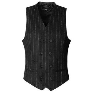 Mannen Herfst Zwart Gestreepte Slanke Casual Pak Vest Business Europese Stijl Double Breasted Pak Vest Voor Mannen M118-2