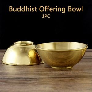 Home Decor Glad Discipelen Servies Messing Boeddhistische Aanbieden Kom Water Rijst Keuken Gebruiksvoorwerp Golden God Boeddha Aanbidding