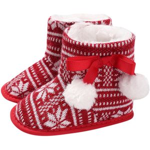 Kerst Winter Sneeuw Pasgeboren Baby Laarzen Warm Fluff Ballen Indoor Cottton Zachte Rubberen Zool Pasgeboren Peuter Baby Schoenen