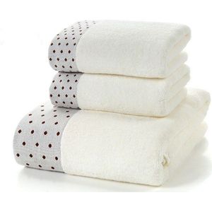3 Stks/set 100% Katoen Badhanddoek Set Absorberende Gezicht Strandlaken Voor Volwassenen Home Badkamer Wit Grijs Handdoeken