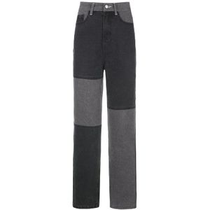 Hoge Taille Jeans Vrouwen Casual Lange Trouses Dames Patchwork Mode Denim Broek Capri Pocket Streetwear Herfst Losse