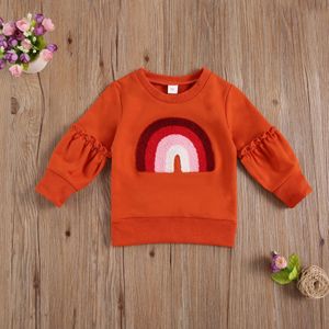 Peuter Kid Meisje Trui Herfst Shirt Baby Kids Ronde Hals Lange Mouwen Sweatshirts Casual Elastische Warme Regenboog Kleren