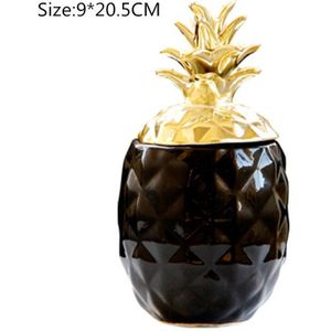 Keramische Ananas Beeldjes Zwart Wit Ananas Opbergdoos voor Sieraden Fruit Ambachten voor Office Home Decoratie L3022