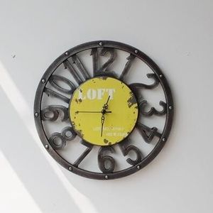 Grote Creatieve Retro Landelijk Nostalgie Wandklok Home Decor Tijd Vintage Uitgeholde Horloge Loft Klok