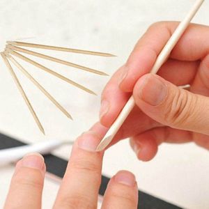 10 Stks/set Wood Sticks Cuticle Pusher Cuticle Remover Voor Nail Skin Remover Nagels Gereedschap Schuine Dubbelzijdig Oranje Stok 11.5cm