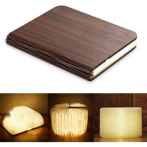 Houten Boek Lamp Draagbare Usb Oplaadbare Led Magnetische 3 Kleur Dimbare Opvouwbare Nachtlampje Bureaulamp Home Decor